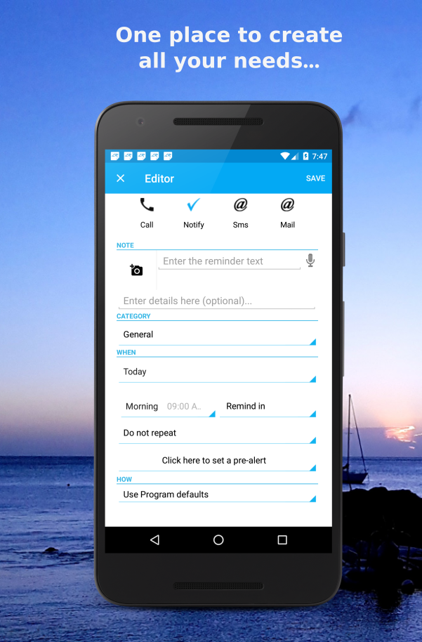 Life Reminders editor
